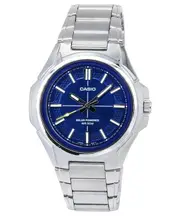 Casio Analog Stainless Steel Blue Dial Solar Mov't MTP-RS100D-2A 50M Mens Watch