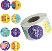 ROMISBABA 1 Roll Self Adhesive Sealing Stickers Roll Birthday Labels Creative Present Wrapping Decals Unique Patterns for DIY Crafting Envelopes and Party Decorations