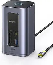 Baseus Docking Station USB-C, Nomos Air 12 in 1, Docking Station 2 Monitors, 2 x 4K HDMI, 10Gbps USB-C/A, 100W PD, Gigabit Ethernet, Compatible with Laptop Dell/HP/Lenovo/Asus/Acer/Mac