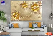 Gold Flowers 3D Abstract Design Wall Canvas Home Decor Australian Made Quality