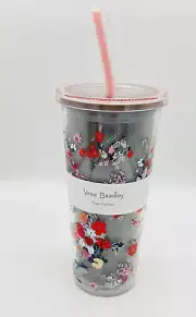 Vera Bradley Hope Blossoms Travel Tumbler Double Wall w/Straw New 24 oz