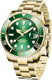 [PAGRNE DESIGN] Pagani Design Men's Watches Automatic Mechanical Analogue Date Stainless Steel Gold Watch 100M Diving Watch Ceramic Bezel Synthetic Sapphire Glass