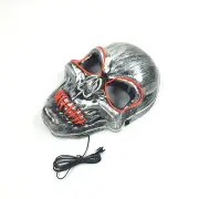 Silver Light Up Led Skeleton Mask Halloween Holiday Light Costume Accessory