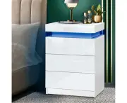 Smart Bedside Table with 3 Drawers White Bedside Table