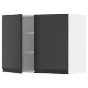 METOD wall cabinet with shelves/2 doors, white/Upplöv matt anthracite, 80x37x60 cm