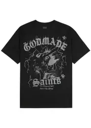 God Made Saints Logo Cotton T-shirt - Black L