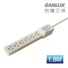 SANLUX 台灣三洋 轉接電源線 三孔六座單切 (SYPW-361A) 1.8M