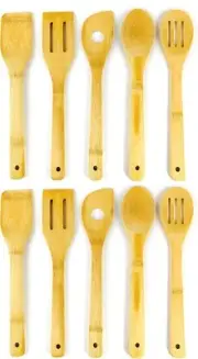 2 Pack 5 Bamboo Spatulas Cooking Fork Spoon Turner Kitchen Utensil 12 in 3670x2