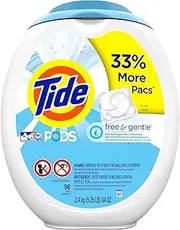 Tide PODS Free and Gentle Laundry Detergent, 96 Count, Unscented and Hypoallergenic for Sensitive Skin, Free and Clear of Dyes and Perfumes, HE Compatible (Packaging May Vary)
