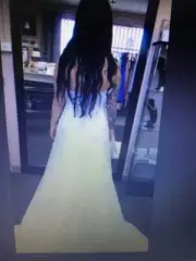 wedding dress, never worn except in dress fitting, backless with spare buttons