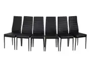 6 PC Indoor Chairs Dinner Set Leather- Black
