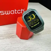 NEW✅ Swatch Touch OLIVE SURG101 Black Dial Green Silicone Unisex Watch
