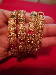 Bangles from india fine jewelry Stone Pearl Meenakari