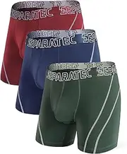 [Separatec] Men's Boxer Briefs Smooth Bamboo Rayon with Separated Pouches Underwear 3 Pack Boxer Shorts Stylish multicolours Trunks