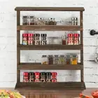 Multi-Tier Wooden Spice Rack Desktop Wall Hanging Shelf for Kitchen Cabinet Door