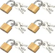 [EupHHonycs] 6 Pcs Suitcase Locks with Keys, Solid Brass Keyed Padlock Luggage Locks Gym Locker Lock with Key Storage Pad Lock for Locker Gym Gate Outdoor Indoor Use