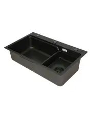 [Cefito] Kitchen Sink 75X45CM Stainless Steel Basin Single Bowl Drain Part in Black