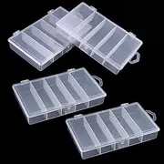 Newbested 4 Pack 5 Grid Clear Plastic Fishing Tackle Bait Hooks Storage Box,Visible Bead Jewelry Making Findings Utility Organizer Container Case for Jewelry,DIY Crafts(7.1" x 4.3" x 1.2")