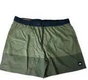 Quicksilver Board Shorts Mens XXL Green Stretch Surf Swim Trunks 7” Inseam UV