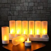 Rechargeable LED Candles with Charging Station - 12 Electric LED Flame Flashing Decorative Candles