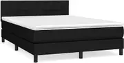 Generic Box Spring Bed with Mattress Black 137x187 cm Double Size Fabric,3283181
