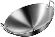 Stainless Steel Wok with Removable Handle – Heavy Duty Large Capacity Frying Pan for Even Heat, Induction and Gas Compatible, for Home or Outdoor Cooking,50CM