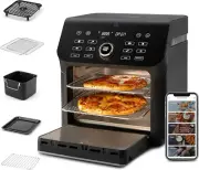 10 Qt Smart Air Fryer Toaster Oven Combo Family14-In-1 App & Voice Control Black