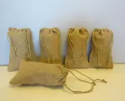 5 BURLAP JUTE SACKS WITH DRAWSTRINGS 6" BY 10" WEDDING PARTY FAVOR GIFT BAGS