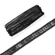 0.5 Inch x 5 Yards Sequin Ribbon Trim Sequin Braid Trim Ribbon, Black