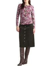 [David Lawrence] Cove Corduroy Skirt in Dark Army