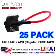 25 Pack Regular ATO ATC APR Add-A-Circuit Lumision Fuse Tap Lot Dash Cam Radar
