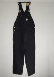 Carhartt Mens Duck Bib Overalls in Black R01-M Size 44X34 Mens NEW