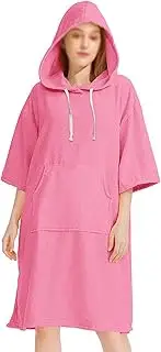 BBTISG Hooded Poncho Cape, Beach Towel Poncho Surf Changing Poncho Hooded Microfiber Poncho Cape Unisex Towel Poncho with Large Pocket Surf Changing Poncho (Red)