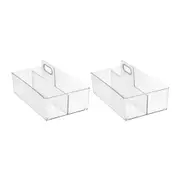 2x Boxsweden Crystal 35x22cm Caddy 2 Compartment Storage Organiser Holder Clear