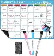 Magn Dry Erase Calendar Whiteboard Fridge Magnet Daily M Age Stickers with 3 Board Pen 1 Eraser for Weekly Mon Y Organizer Schedule Planner to Do List Notepad Wall Set A3 16.5 * 11.8In White
