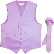 New Men's Formal Tuxedo Vest Waistcoat_1.5" skinny Necktie lavender wedding
