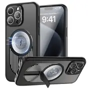 Magnetic Phone Case for iPhone 16 Pro Max, Shockproof, Bracket, Aromatherapy & Heat-Dissipating, Black