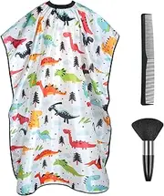 AYBUY Kids Hairdressing Gown Barbers Cape, White Dinosaur Cutting Gowns with Neck Duster Brush and Hairdressers Comb, Waterproof Children Salon Cape Apron, Barber Accessories