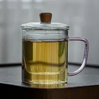 在飛比找樂天市場購物網優惠-茶杯個人專用耐熱玻璃泡茶杯帶過濾家用辦公茶水分離花茶杯杯墊