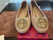 Tory Burch Quilted Minnie Ballet Flat in Goan Sand/Gold, BNIB,MSRP$238