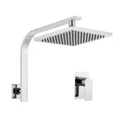 Decaura WELS Rain Head Set 8" Chrome Square Brass Gooseneck Shower Arm With Single Shower Mixer Taps