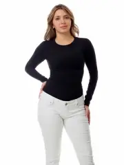 UNDERWORKS Woman's Ultra Light Cotton Spandex Long Sleeve Black Top Size XL