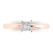 Solitaire Engagement Ring - 14K Rose Gold, 0.5ct Princess Cut Simulated Diamond
