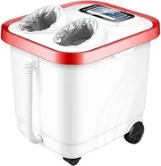 Foot Spa ， Foot Bath Massager with Heat Bubbles Vibration and Auto Shut-off, 6 Massage Rollers and Pedicure Stone for Tired Feet, Foot Soaker With Temperature Control