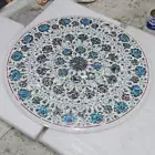 48" Abalone Shell Inlay Work Dine Room Coffee Table White Marble Center Top Deco