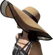 [FSIGOM] Summer Beach Sun Hats for Women Foldable Floppy Travel Packable UV Hat, Wide Brim Hat UPF 50+