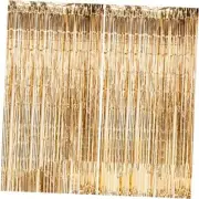 Pack Backdrop Curtain, 3FT x 8FT Metallic Tinsel Foil Fringe 2 Champagne Gold