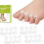 Bukihome Upgraded Gel Toe Separator - Pedicure Toe Spacers for Separating Toenails or Nails - Toe Spreader for Straightening Overlapping Toes, Bunions - Toe Stretcher for Men & Women (White, 4 Pack)