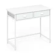 Costway Computer Desk Metal Frame Home Office Study Desk w/Hanging Hooks White
