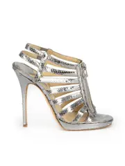 Metallic Silver Water Snake Platform Glenys Sandals